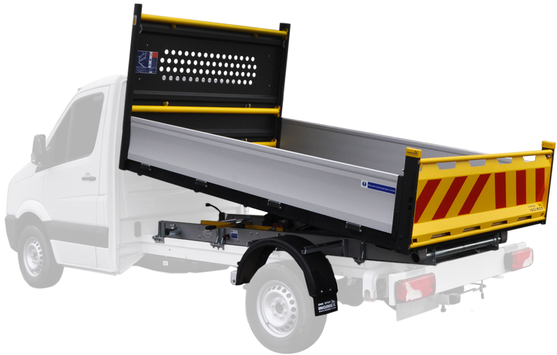 Ingimex Tipper — side view (raised body)