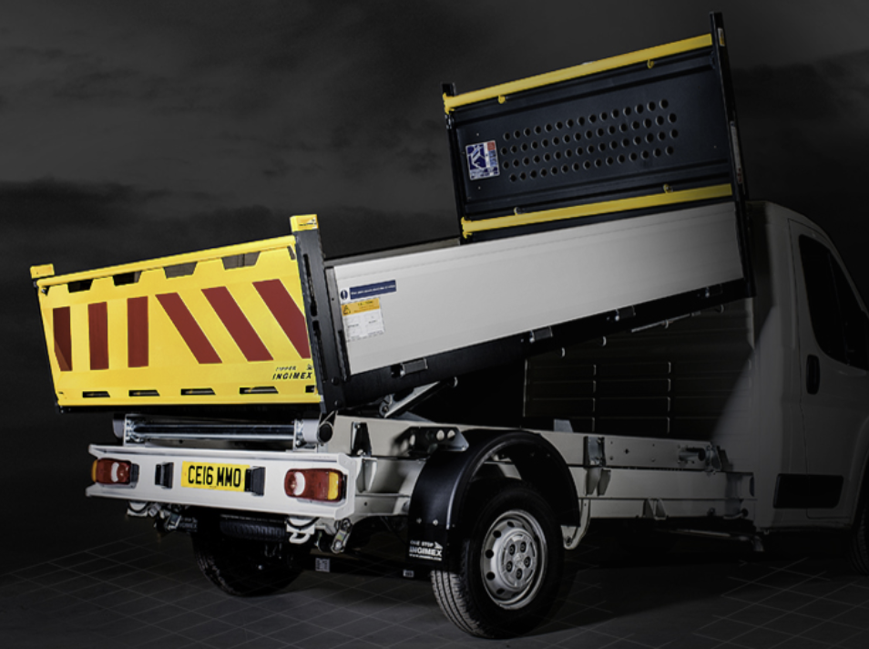 Ingimex Tipper — rear / load area (tipping, tailgate open)